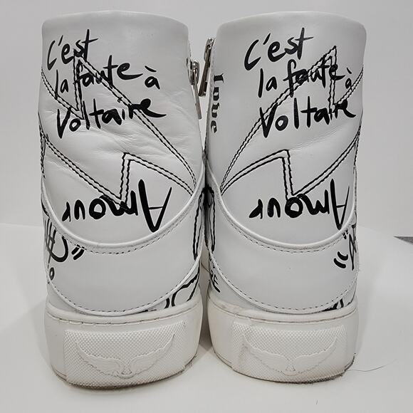 ZADIG & VOLTAIRE HIGH FLASH HIGH TOP LEATHER SNEAKERS, SIZE 40 - Picture 5 of 7